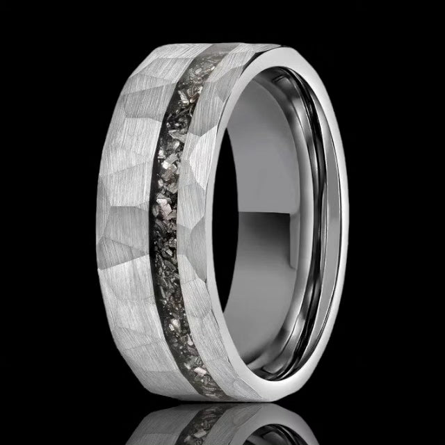 Tungsten Ring with Meteorites