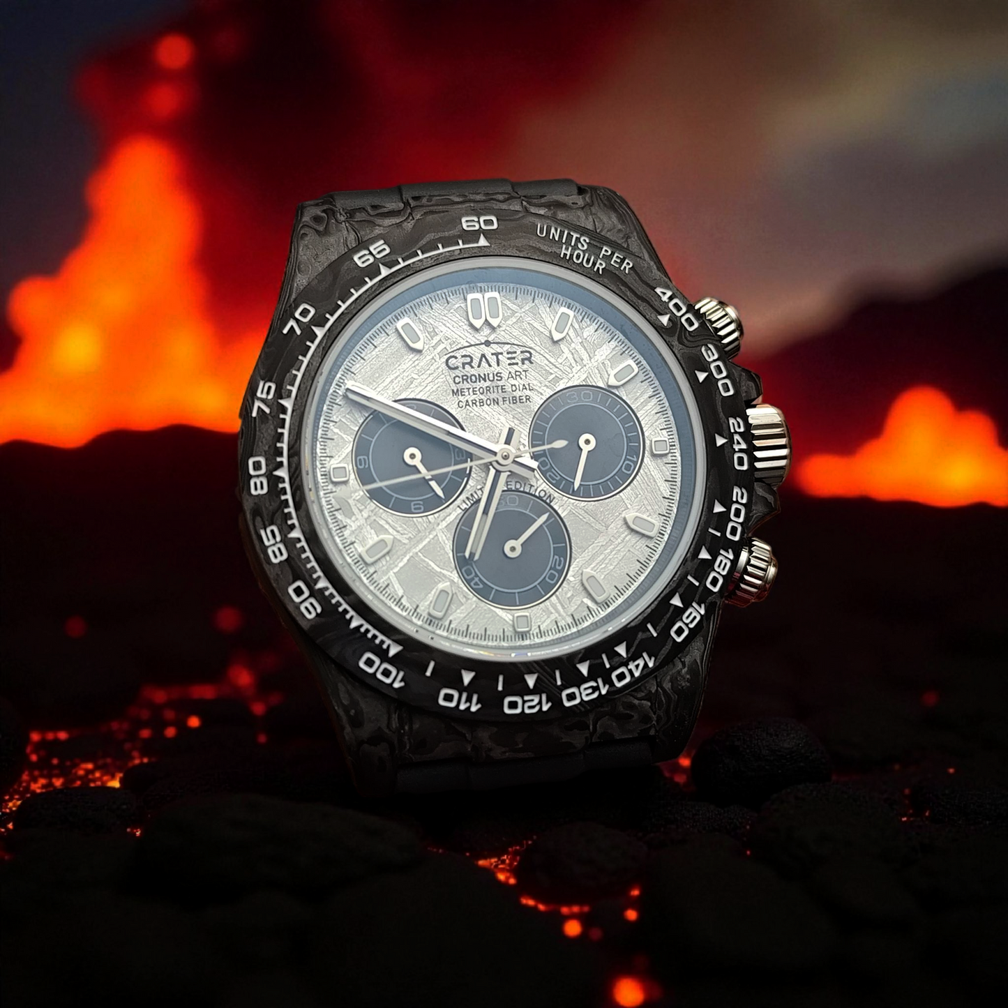 Amazing. Reloj de Lujo. Dial de meteorito. Movimiento mecánico / Caja de carbono / Cristal de zafiro. - 75 g